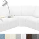 Waterproof Reclining Sectional Couch Covers Washable L Shaped Couch Cover for Sectionals Recliner Sofa Covers Stretch Corner Recliner Slipcovers for Dogs (5 Seater 1 Console Cover, White)