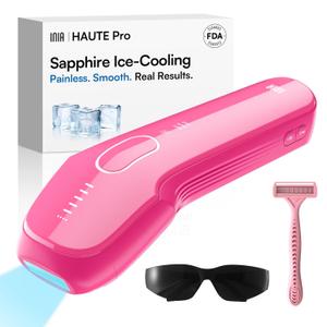 Inia Laser Hair Removal with Ice-Cooling Care for Women and Men, HAUTE Pro Painless at-Home IPL Hair Remover for Coarse Hair in Bikini and All Body Areas, Latest Generation for Effective Results (Hot Pink)