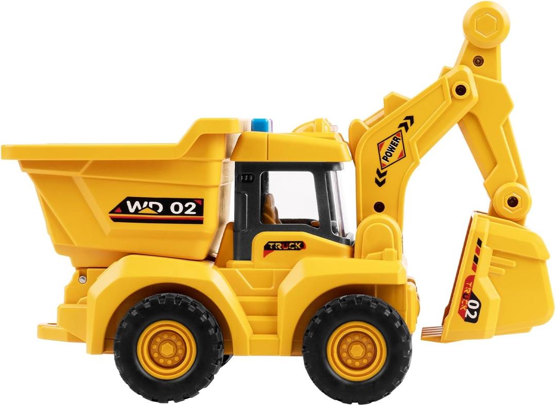 11" Dump Truck Toy, 1: 18 Scale, Inertia-Powered Dump Truck, with Realistic Lights, Rumbling Action, Anti-Slip Tires, Sturdy Plastic  Toy Truck Indoor & Outdoor Sandbox Vehicle for Kids Ages 3+