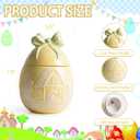 Easter Bunny Cookie Jar with Lid, Yellow Egg Candy Jar, Embossment Bunny Decorative Ceramic Storage Container Jar, Yellow Easter Bunny Egg Decorations for Home Kitchen Indoor Best Easter Gift (5.3"W x 7.9"H)