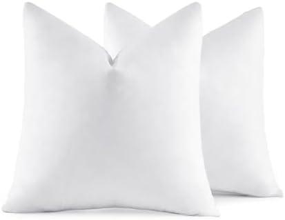 MIULEE 18x18 Pillow Inserts,Set of 2 Down Feather Throw Pillows for Couch Sofa Bed, Decorative Fluffy Throw Pillow Inserts Cotton Fabric,White