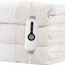 RALYSUN Electric Heated Blanket Twin Size 62"x84" - Dual-Sided with Microplush & Sherpa Fabric, 4 Heat Settings & 10 Hours Auto Off, Machine Washable - White (05-lvory)