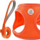 Hipubby Dog Harness and Leash Set, No Pull Soft Mesh Puppy Harness for Small Medium Dogs, Cats - Step in Reflective Breathable Lightweight Vest Harness for Walking, Training - Orange, XS (XS(Chest: 13.5"-15"))