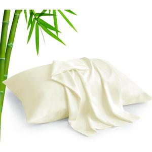 BEDELITE Cream Pillow Cases Queen Size Set of 2, Rayon Derived from Bamboo Cooling Pillow Cases for Hot Sleepers & Night Sweats, Breathable and Silky Soft Envelope Pillowcases, 20"x30"