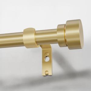 PORTRES Warm Gold Heavy Duty Curtain Rods for Windows 72 to 144 Inches Adjustable Length 1" Diameter Curtain Rod with Modern Decorative Finials for Outdoor Farmhouse Bedroom Kitchen Living Room