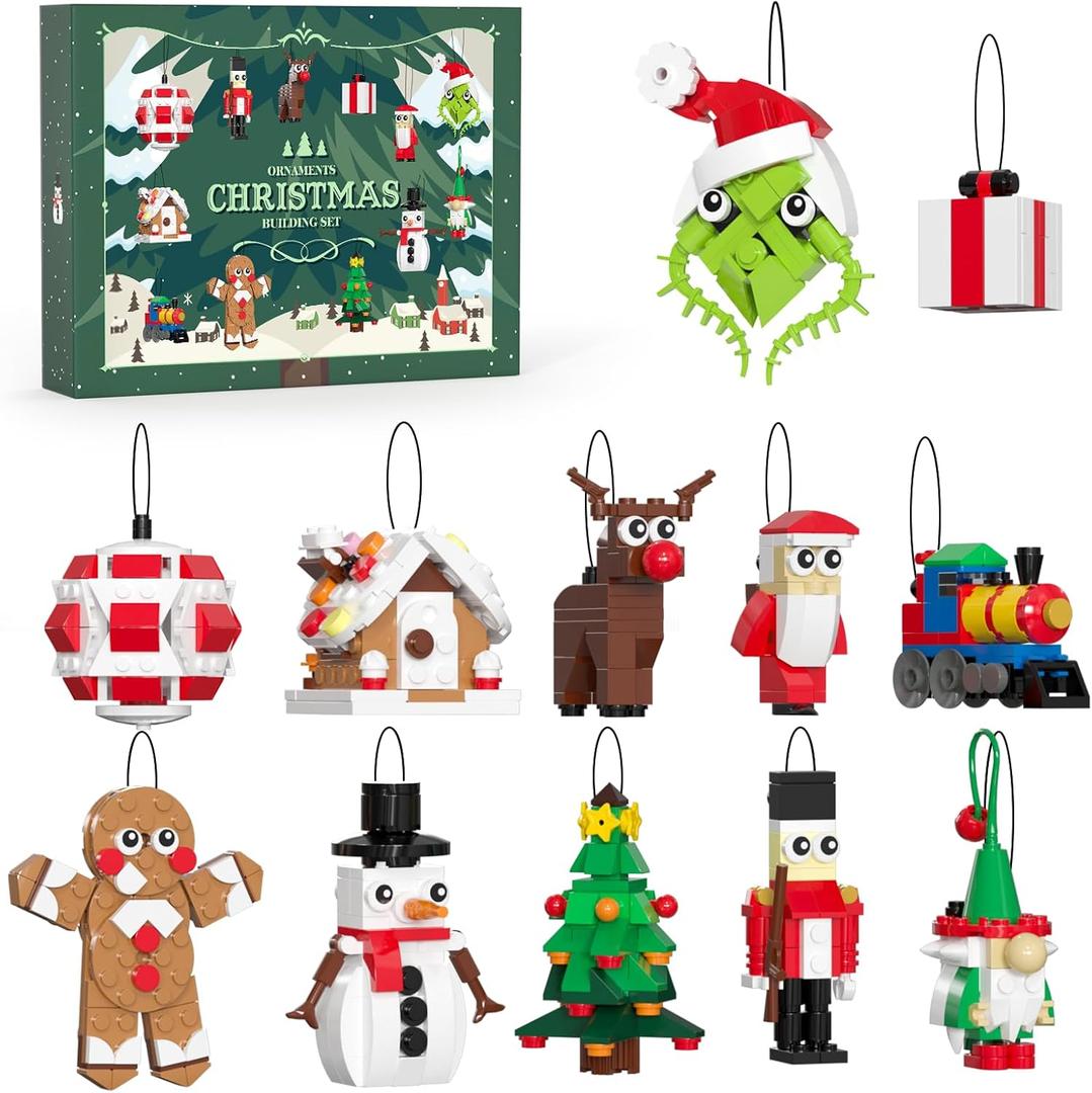 Christmas Ornaments Building Block Compatible for Lego with Strings for Christmas Tree 2025 New Sets,12 Xmas Hanging Decoration Toys Crafts for Kids 6-12 Festival Pendants Stocking stuffers Favor Kits