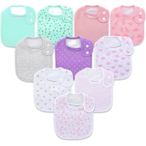 Hakochia Waterproof Baby Bibs Organic Cotton Super Soft and Absorbent With Adjustable Snap for Baby Boys and Girls (Multicolor_print-04)