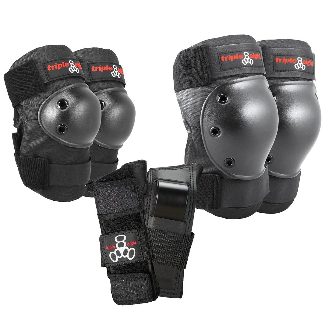 Triple Eight Saver Series Pad Set with Kneesavers, Elbowsavers and Wristsavers, Large (Black)