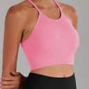 Sunzel Free to Be Tank, Crop Ribbed Tank Tops Seamless Racerback Camisoles No pad Camis Cropped Workout Gym Yoga (Medium, Lilac Fragilesprout Gumpink(3pcs)-crop)