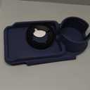 Couch Cup Holder Tray, Elimiko Silicone Sofa Drink Holder with Large Cup Holder and Tray, for Oversized Mugs/Long Remote/Snacks/Cellphone (Navy Blue)