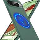 Magnetic Slim Case Fit for Google Pixel 9 Pro/9 [Compatible with Magsafe] Ultra-Thin Lightweight Durable Minimalist Matte Hard Cover Case Shockproof Non Slip Ring-Dark Green