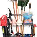 Mythinglogic Garden Tool Organizer for Garage, Yard Tool Rack with Wheels, Garage Organizers and Storage Holder for Yard Tools (Deluxe Tower)