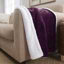 Sherpa Throw Blanket Super Soft Reversible Ultra Luxurious Plush Blanket, 50 x 60 inches, Rich Purple/White