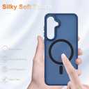 YENAPOON for Samsung Galaxy S25 Case, Matte Magnetic Phone Case with 1 Screen Protector, Support for Magsafe, Translucent Frosted Shockproof Protective Cover for Samsung Galaxy S25, Navy Blue