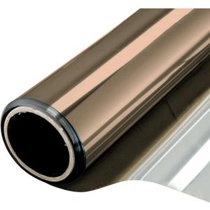 WPCTEV One Way Window Film Daytime Privacy Static Cling Self Adhesive House Film Glass Window Tint Heat Control Mirror Film Brown & Silver 6 Mil 23.6 Inch x 32.8 Feet