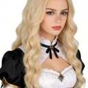 Blonde Wigs for Women Fluffy Long Wavy Sarah Wigs Heat Resistant Synthetic Wig for Daily Party