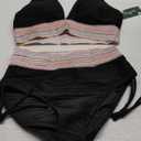 Blooming Jelly Women High Waisted Bikini Sets Tummy Control Swimsuits Color Block Two Piece Drawstring Bathing Suit, Size M