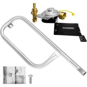 80477 Regulator with 69957 Burner Tube for Weber Q Grill Parts,for Weber Q100,Q120, Fit for Grill Models:386002,386001,516002,516501,516801,516501–Gas Valve Regulator &17IN Burner Replacement Kit.