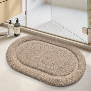Color&Geometry Beige 15"x23" Small Bathroom Rugs, Non Slip, Absorbent, Soft, Washable Bath Rug, Thick Bath Mat, Bath Mats for Bathroom Floor, Shower, Sink, Vanity (Khaki)