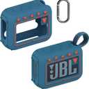 JCHPINE Silicone Cover Case for JBL Go 4 Ultra Portable Bluetooth Speaker, Protective Skin Holder for JBL Go 4 Pro Sound Bluetooth Speaker Accessories (Only Case) (Blue)