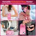Hocase for iPhone 14/13 Case 6.1", with Magnetic Ring Stand [Compatible with MagSafe] [Military Grade Protection] Slim Shockproof Translucent Protective Phone Case - Hot Pink