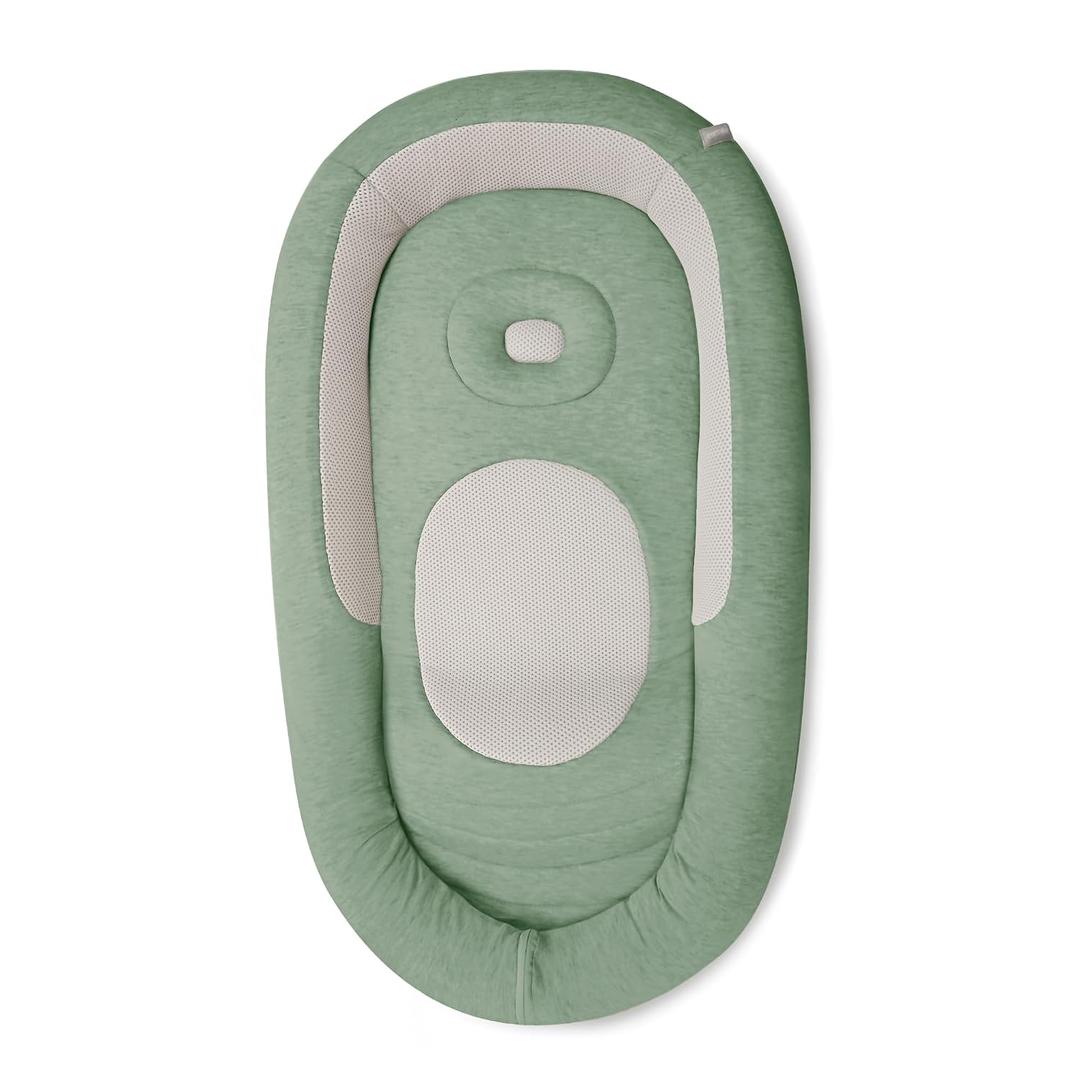 Inglesina Welcome Pod Baby Lounger, Balance Green - U.S. Compliant Infant Lounger for 0-8 Months - with Ergonomic Support for Supervised Tummy Time & Play - Breathable Bamboo & Cotton