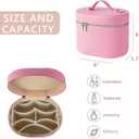 RSRSLEII Pink Aesthetic Makeup Bag, Travel Makeup Vanity Case with Divider and Handle, Waterproof PU Leather Cosmetic Organizer Bag, Portable Toiletry Bag for Women(02Pink)