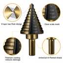 Step Drill Bits, 5PCS HSS Titanium Step Drill Bit Set, 50 Sizes High Speed Steel Step Bits for Metal with Aluminum Case
