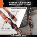 SMARTSTRAPS 14 CamoX Ratchet Straps, 4 Pack  3,000lbs Break Strength, 1,000lbs Safe Work Load  Premium Duty Tie Downs for Heavier Loads, Orange Camo Webbing