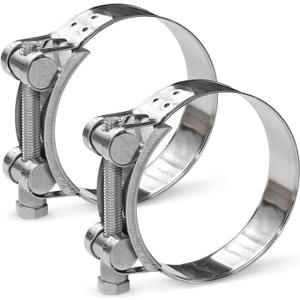 AKIHISA T-Bolt Hose Clamp,74-79mm OD Range 304 Stainless Steel Pipe Strap Clamp, Adjustable Heavy Duty Tube Clamp (2Pack, 2.91" to 3.11")