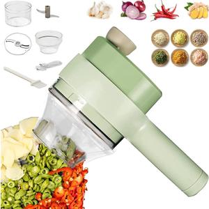 Electric Vegetable Cutter Set - 4 in 1 Portable, Rechargeable, Wireless Food Processor & Chopper Machine for Pepper, Garlic, Onion, Celery & Meat