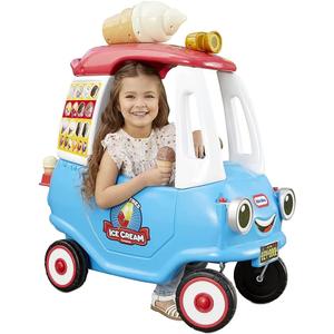Little Tikes Cozy Ice Cream Truck, Coupe Ride On Car, Kid and Parent Powered, Truck Music, Including Accessories- Gift for Kids, Toy Girls Boys Ages 1.5 to 5 Years Old, Large