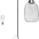 Elegant Designs LD1060-CHR-LB 19" Industrial Mesh Wire Desk Lamp with LED Bulb, Chrome