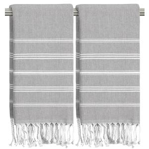 cabanana Hand Towels for Bathroom - 2-Pack,20x30 Inch-100% Cotton,Turkish Bathroom Hand Towels,Super Absorbent & Quick-Dry Soft for Bath, Kitchen, Spa, Face, Hair, Dishcloth (Gray)