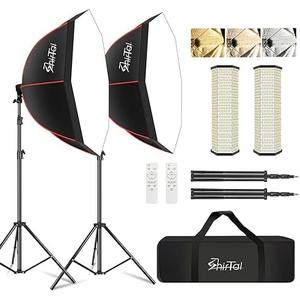 Shirtal Softbox Lighting Kit,37" Octangle Softbox Photography Lighting Kit with 110W 2700-6500K 11000Lux Dimmable LED Prismatic Lamp and Remote Control,Photo Studio Soft Box Lights for Video Recording