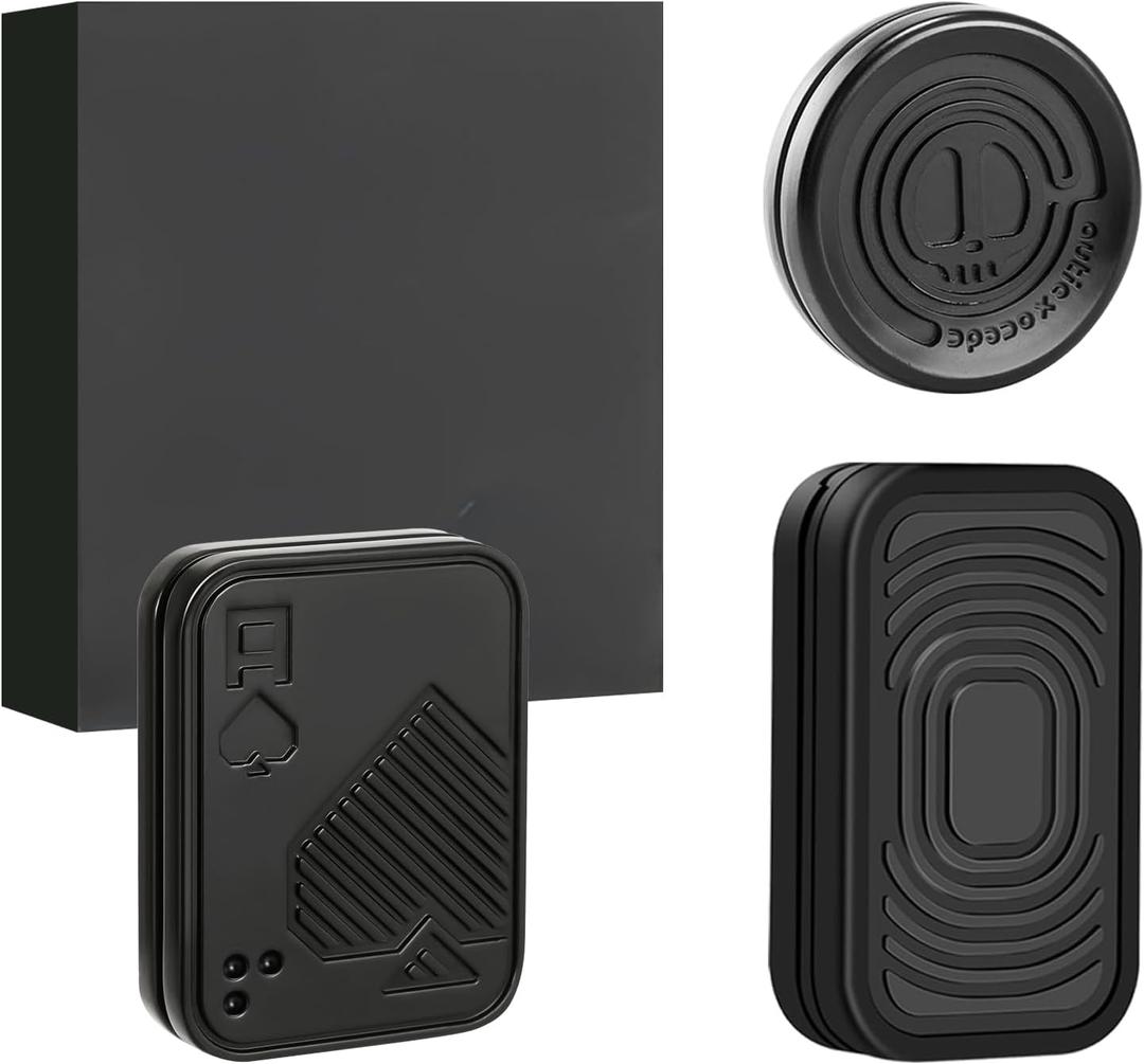 Fidget Slider 3 Pack, Magnetic Metal Fidget Toys Haptic Coin Poker Card, EDC Fidget Toys for Adults,Relieve Stress Anxiety ADHD (Black)