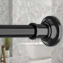 Haryaers Black Long Curtain Rod Tension Shower Curtain Rods 30 to 120 inch Adjustable Spring Heavy Duty Rods for Bathroom Windows Outdoor No Drill No Slip Stainless Steel