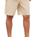 COOFANDY Mens Casual Linen Shorts Elastic Waist Drawstring Loose Fit Summer Beach Vacation Shorts with Pockets (White, L)