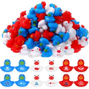 Junkin 400 Pcs Patriotic Rubber Ducky Bulk 1.57 Inch 4th of July Float Rubber Ducks Independence Day Small Duckies Bulk for Memorial Day Party