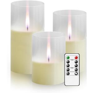 3Pack Flameless Candles, LED Candles, Flameless Candle with Remote Controlwith Timer 2/4/6/8HFlickering flameless Candles Ldeal for Setting The MoodIvory(D 3" xH 4" 5" 6")