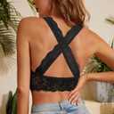 SHEKINI Women Floral Lace Bra Padded Breathable Bralette Halter Bra Wire Free Racerback Bra (Black, 3XL)