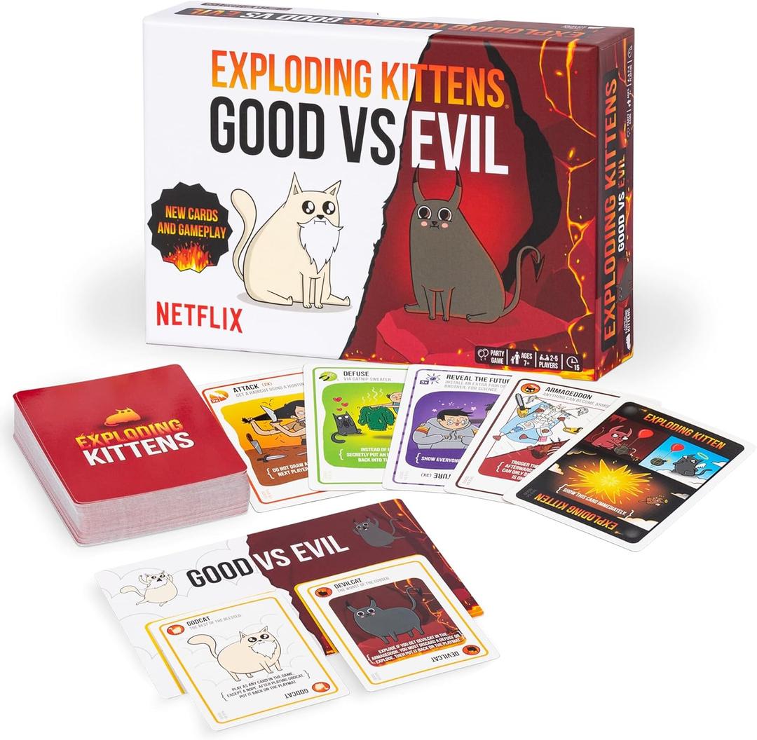 Exploding Kittens Good vs. Evil 2-5 Players - Ages 7+ - Inspired by Netflix Show - Party & Family Card Game for Kids & Adults