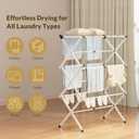 Clothes Drying Rack,Expandable Collapsible Heavy Duty Metal Laundry Standing Rack for Air Drying Clothing,3-Tier Portable Space Saving Clothing Rack for Laundry Indoor Outdoor(White), 28.9"W x 15"D x 39.8"H