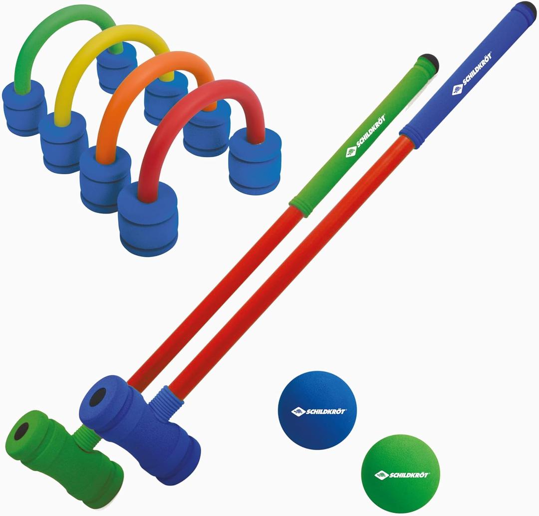 Schildkrt Fun Sports Schildkrt Funsports Croquet, Complete Set with 2 Bats, 4 Free-Standing Goals and 2 Balls, Made of Soft Foam, for Indoor and Outdoor, 2 Players, 970305