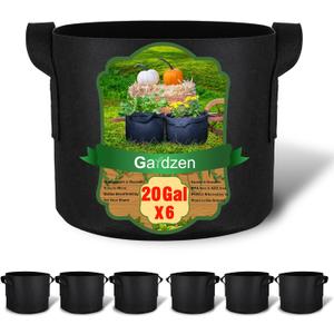Gardzen 6-Pack 20 Gallon Grow Bags, Aeration Fabric Pots with Handles, Heavy Duty Cloth Pots for Plants