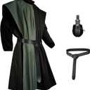 PTLYE Mens Medieval Costume Tunic Renaissance Templar Cloak Robe Cape Pirate Knight Cosplay Halloween Outfits for Women, L