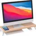 loukin Monitor Stand Riser for Desk, 22.4" x 8.3" Larger Computer Stand for Laptop, PC, Printer, Sturdy Desktop Computer Shelf with Non-Skid Rubber, Home Office, Natural Wood