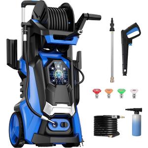 Electric Pressure Washer 5000PSI-Max 3.6GPM Power Washer Touch Screen Adjustable Pressure,4 Nozzles and 500ml Foam Cannon Power Washer Cleaning for Patio Blue