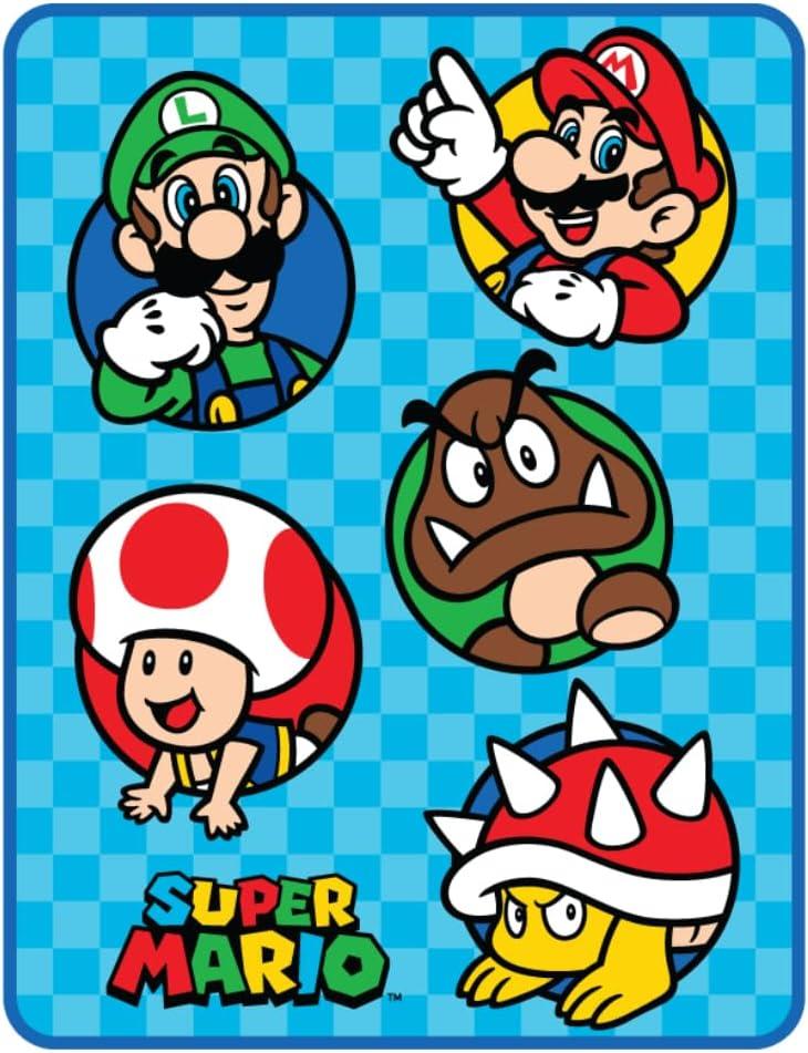Franco Nintendo Super Mario Gaming Kids Bedding Super Soft Micro Raschel Throw, 46 in x 60 in, (Official Licensed Product)