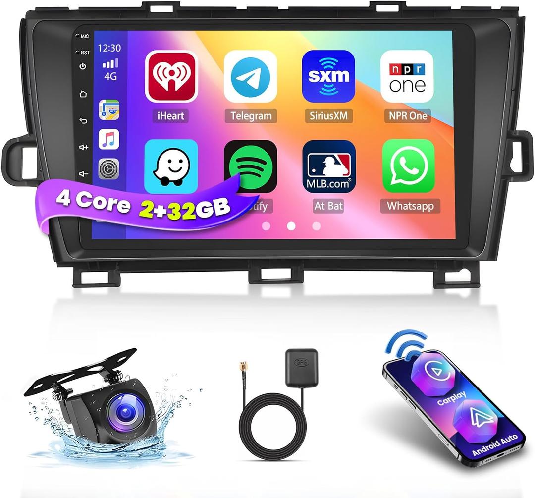 2+32G Android 15 Car Stereo Radio for Toyota Prius 2010-2015 with JBL, 9'' HD Touch Screen Compatible with CarPlay Android Auto, AHD Backup Camera, Mirror Link, GPS, WiFi, DSP